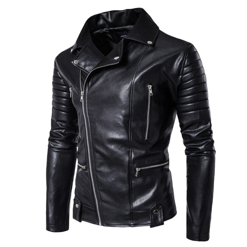 Herren Luxus Leder Bikerjacke mit asymmetrischem Reißverschluss