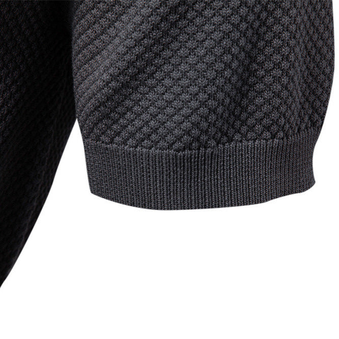 Herren nan strukturiertes Feinstrickpoloshirt mit offenem Reverskragen R&B