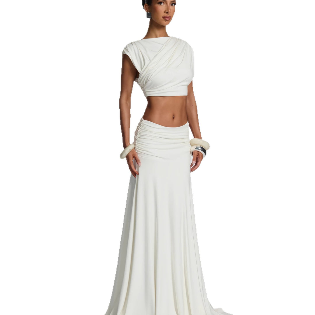 Damen Elegantes Wickelkleid mit drapiertem Oberteil und fließendem Rock R&B