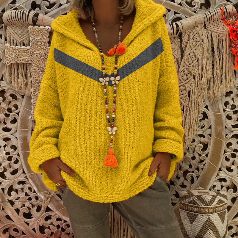 Damen lässiger Kuschel-Hoodie mit tiefem V-Ausschnitt und teilweisen Glitzer-Details R&B