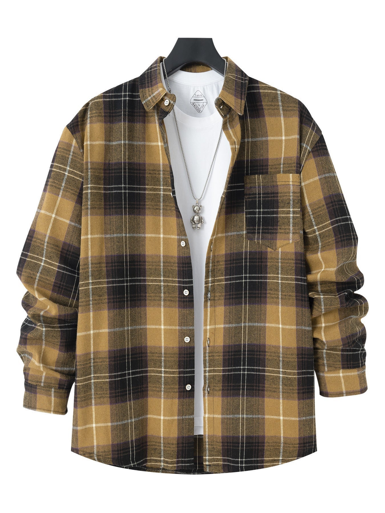 Herren Flanellhemd mit modernem Karo-Muster und Brusttasche R&B