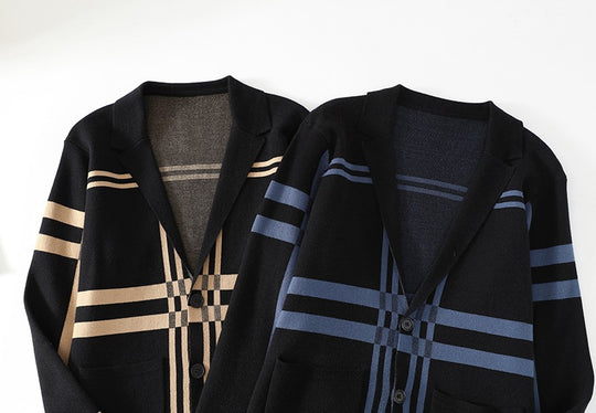 Herren modische Strickjacke mit einzigartigem Karomuster R&B