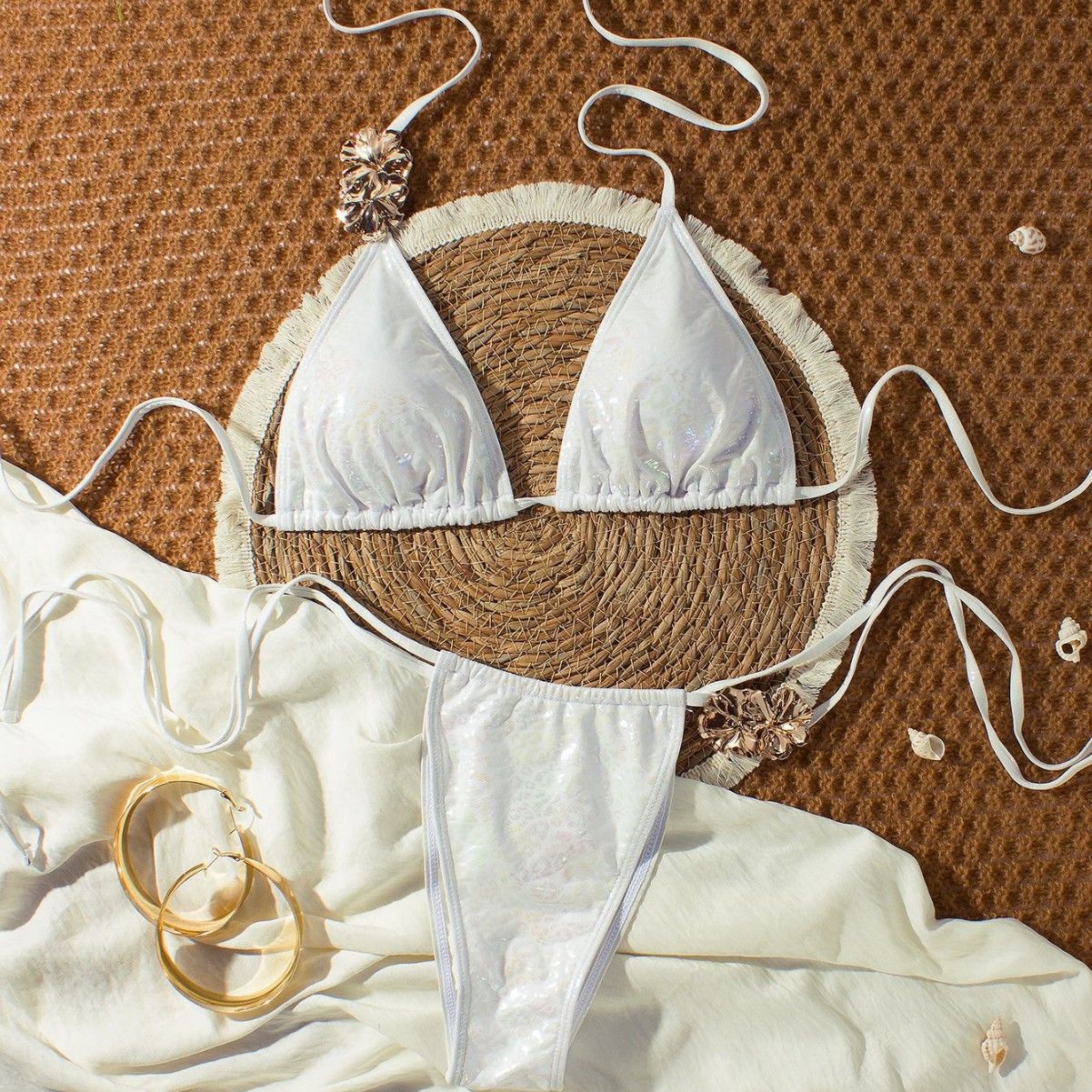 Damen Triangel-Bikini mit glitzernden Verzierungen R&B