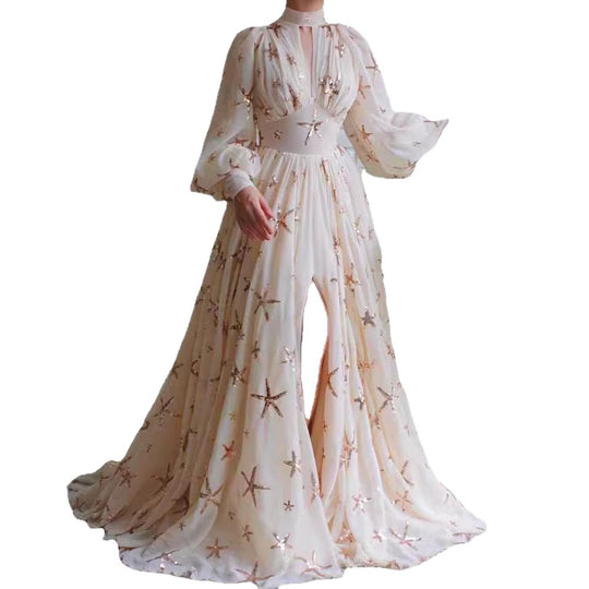 Damen Elegantes Abendkleid mit opulenter Transparenz und funkelnden Pailletten R&B