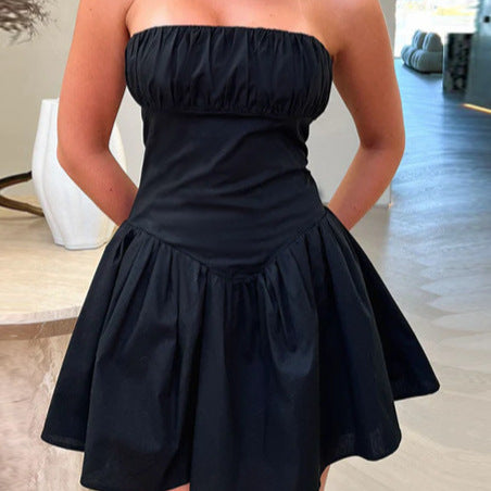 Damen Trägerloses Minikleid mit voluminösem Rock und elastischem Bustier R&B