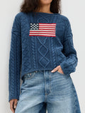 Damen Strickpullover mit amerikanischem Flaggen-Design