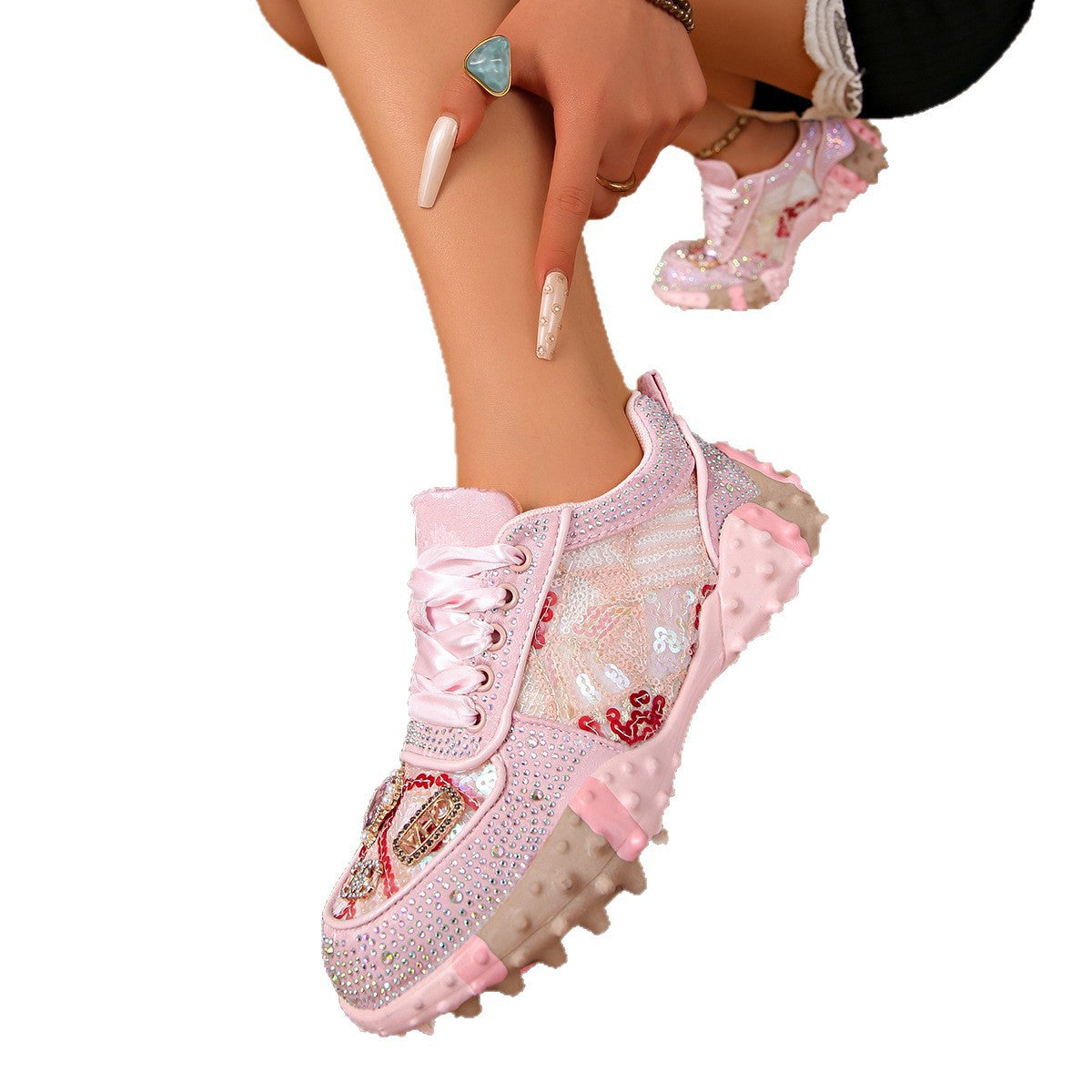 Damen Sportliche Sneaker mit strassverzierten Akzenten R&B
