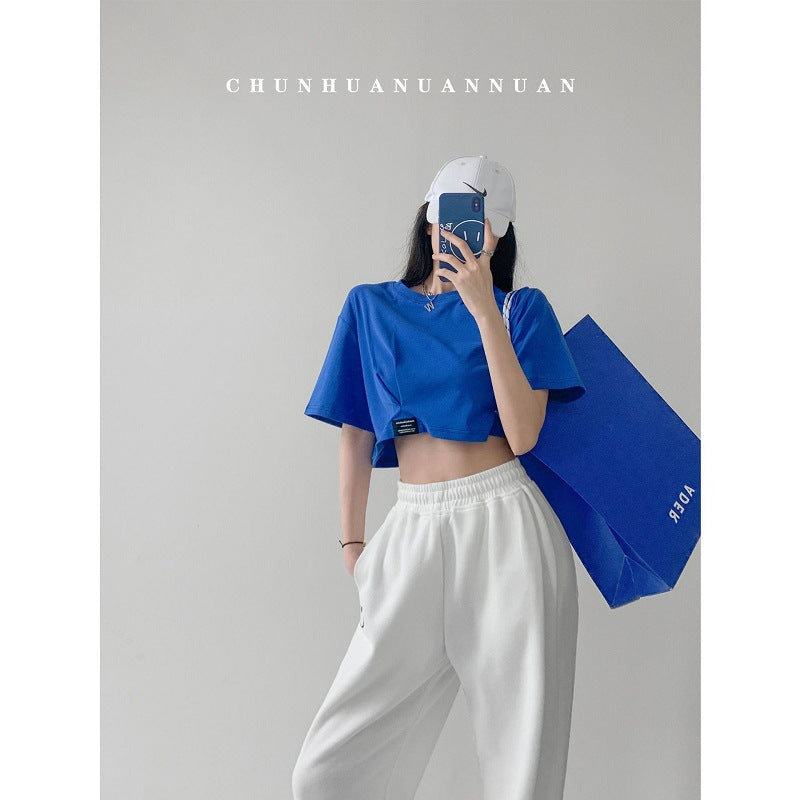 Damen cropped Freizeitoberteil mit lässigem Schnitt und elastischem Saum