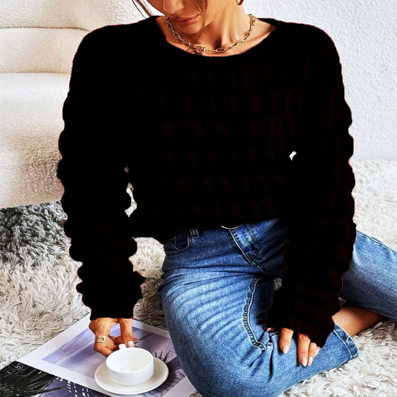Damen Strickpullover mit modernen Rastermuster R&B