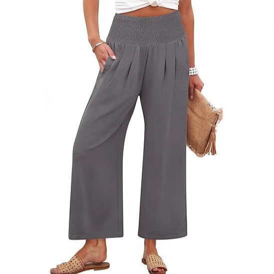 Damen Weite Culotte-Hose mit elastischem Bund und Falten R&B