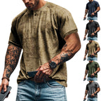 Herren lässiges Kurzarm-Henley-T-Shirt mit strukturiertem Design R&B