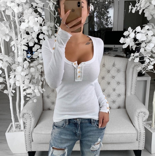 Damen Langarmshirt mit eleganten Knopfdetails R&B