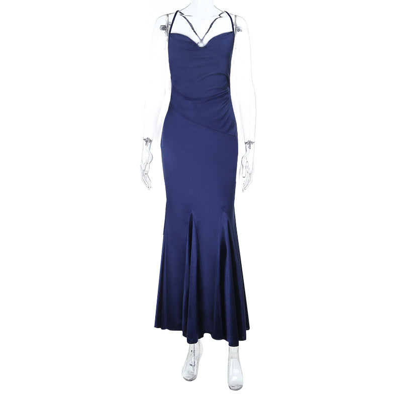 Damen elegantes Abendkleid mit schmalem Schnitt und raffinierten Trägern R&B