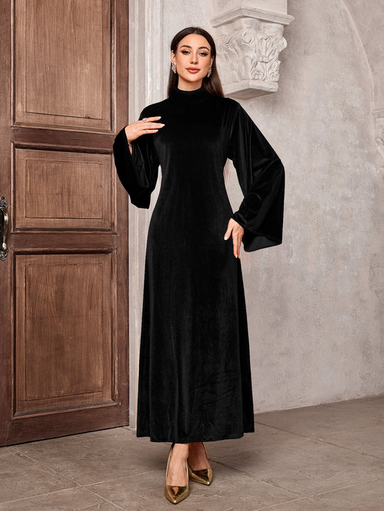 Damen Elegantes Maxikleid mit weitem Kragen und extravaganten Ärmeln R&B