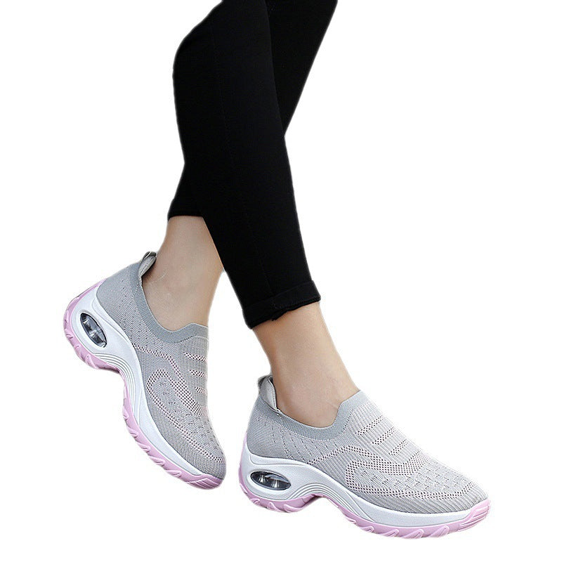 Damen bequeme Slip-On Sneakers mit elastischem Mesh-Obermaterial und luftgepolsterter Sohle R&B