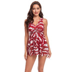 Damen Badekleid mit floralem Design und elegantem V-Ausschnitt R&B