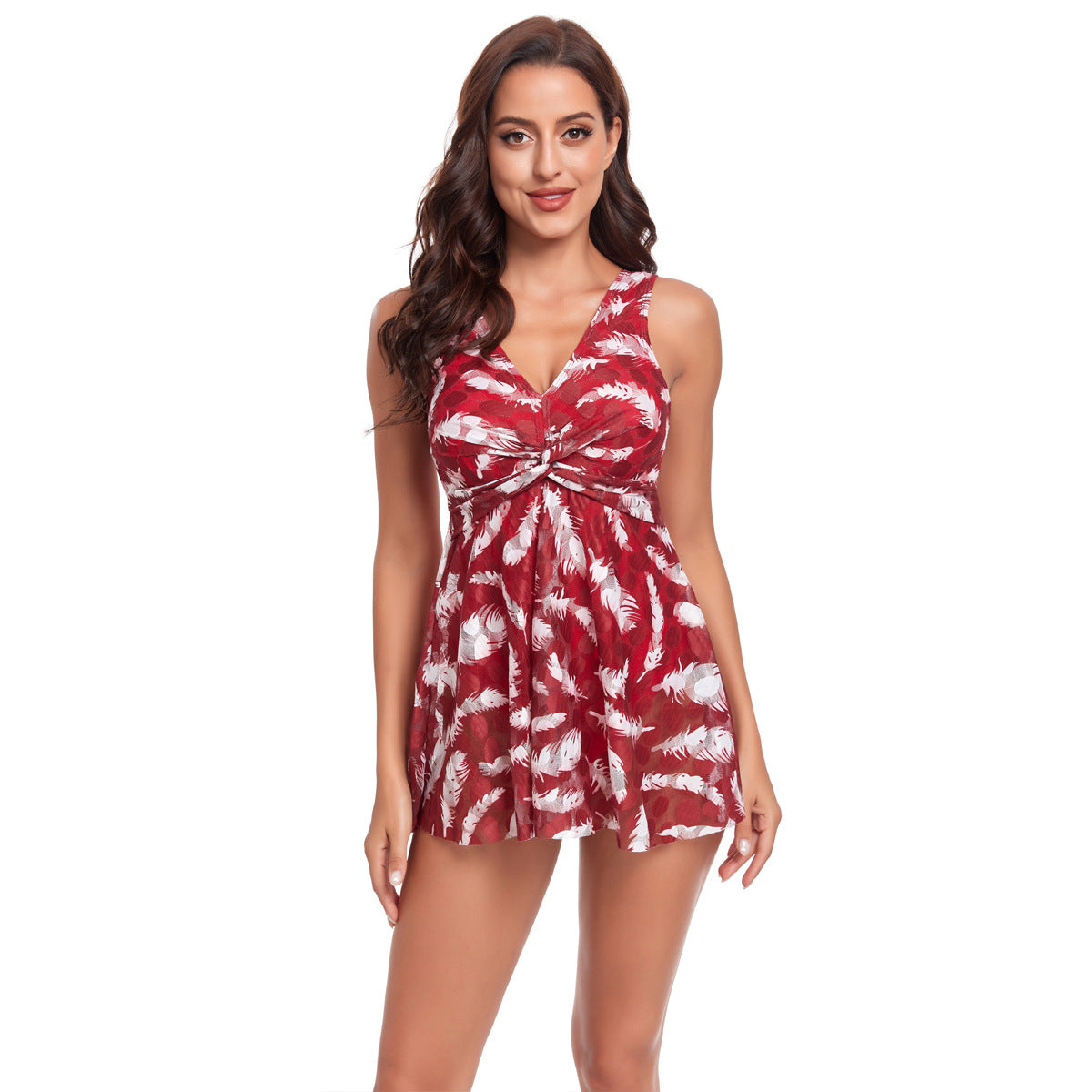 Damen Badekleid mit floralem Design und elegantem V-Ausschnitt R&B