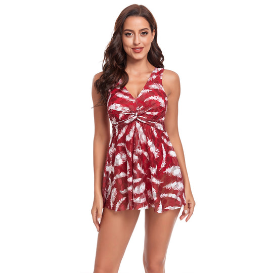 Damen Badekleid mit floralem Design und elegantem V-Ausschnitt R&B