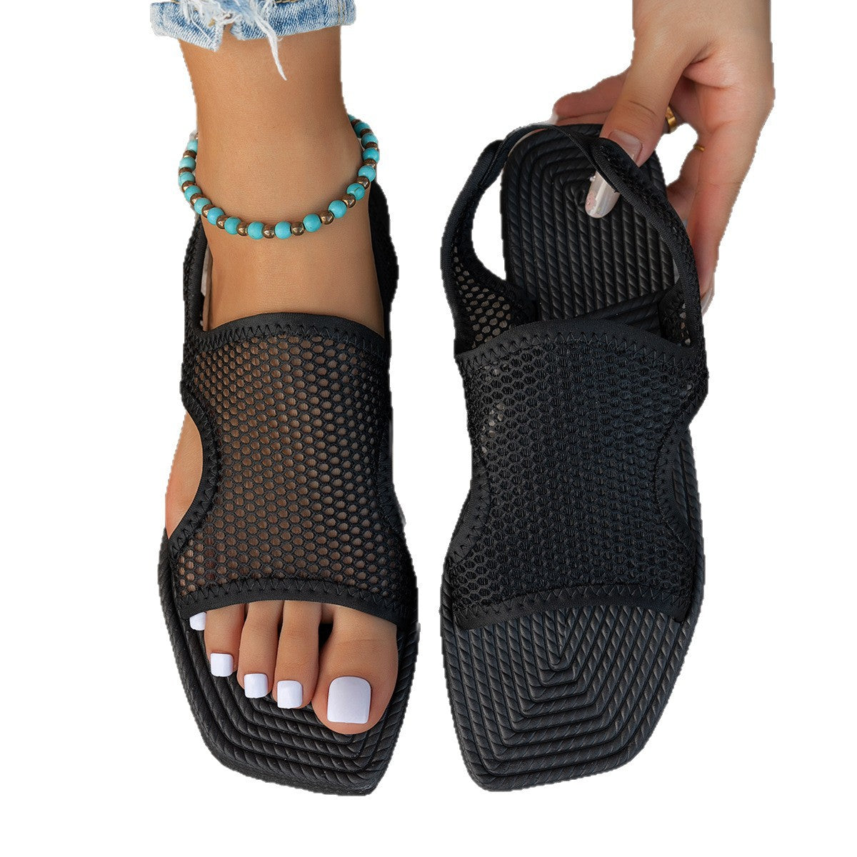 Damen atmungsaktive Komfortsandalen mit modulierbarem Mesh-Obermaterial R&B