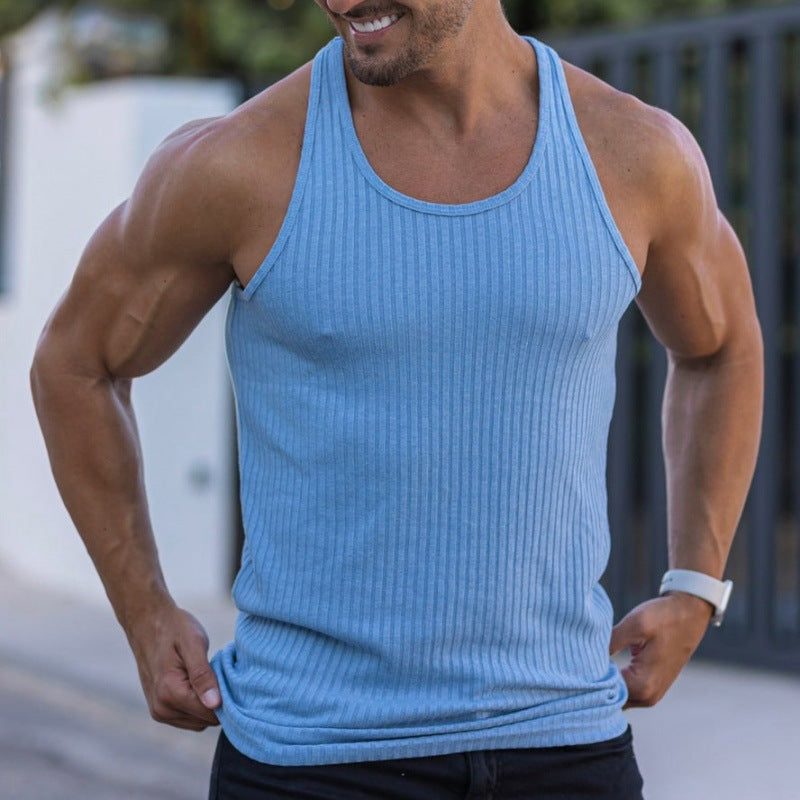 Herren nan geripptes Muskelshirt mit U-Ausschnitt und stretchigem Baumwollmix R&B