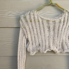 Damen gehäkeltes Crop-Top mit offenen Ärmeln und lässigem Design R&B