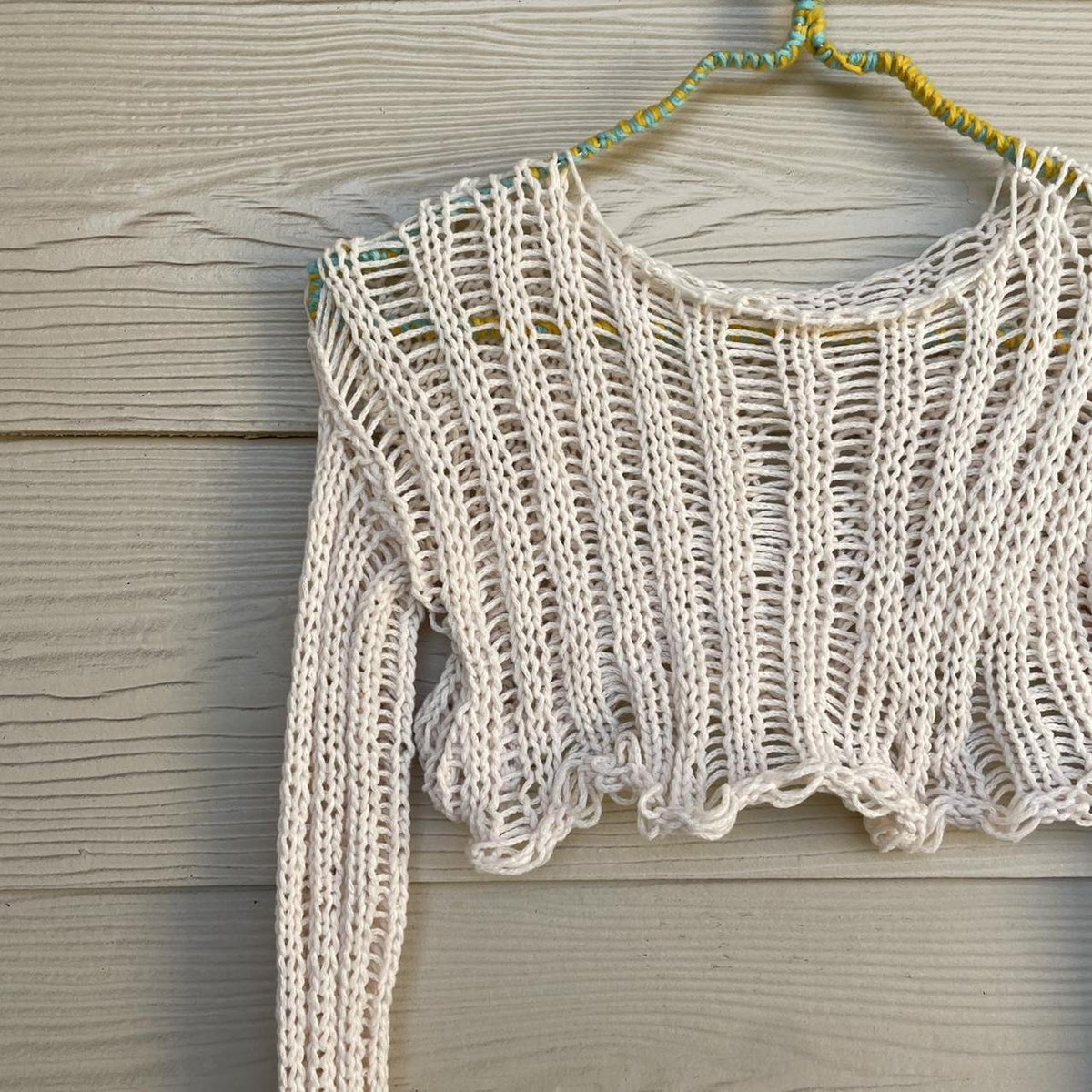 Damen gehäkeltes Crop-Top mit offenen Ärmeln und lässigem Design R&B