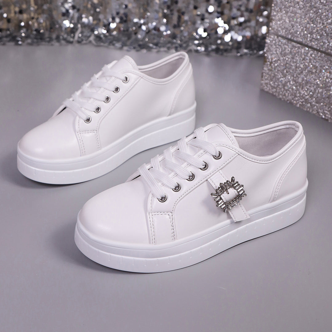 Damen modische Plateausneakers aus hochwertigem mit dekorativem Kristallbesatz R&B