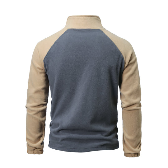 Herren Fleece-Pullover mit halbem Reißverschluss und praktischem Taschen-Design R&B