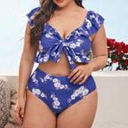 Damen Bikini-Set mit verspieltem Rüschendesign und floralem Muster R&B