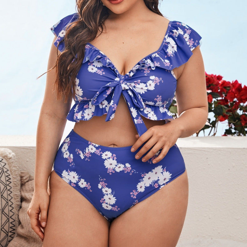 Damen Bikini-Set mit verspieltem Rüschendesign und floralem Muster R&B