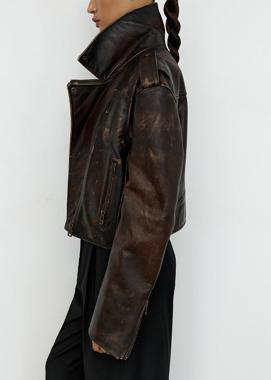 R&B | Leder Gekürzte Bikerjacke