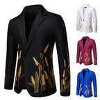 Damen Eleganter Blazer mit kunstvollem Pflanzenmuster und feiner Textur