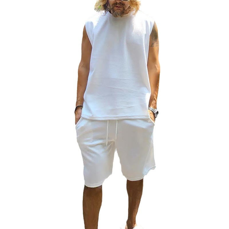 Herren lässiges Kurzarm Sweatshirt und Shorts Set