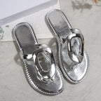 Damen modische Flip-Flops mit glanzvollem Metallelement R&B
