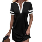 Damen sportliches Freizeitkleid mit Reißverschluss und kontrastierenden Ärmeln R&B
