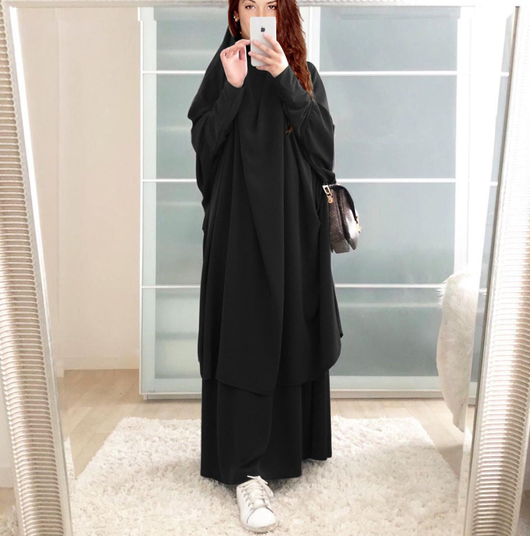 Damen Elegantes Maxikleid mit weit ausgestellten Ärmeln und fließendem Schnitt R&B