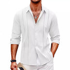 Herren elegante Langarmbluse mit feinem Streifenmuster R&B
