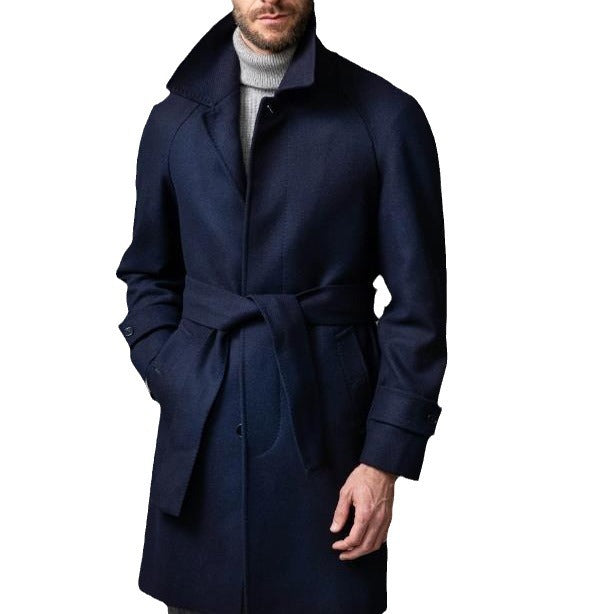 Herren eleganter Trenchcoat mit Taillengürtel und modernen Akzenten R&B