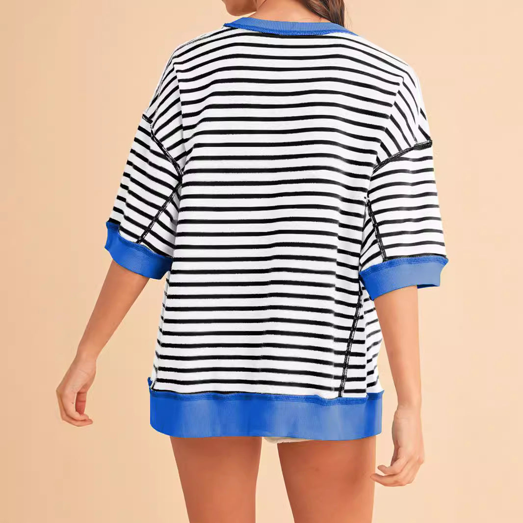 Damen Oversized Streifenpullover R&B