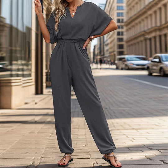 Damen lässiger Jumpsuit mit eleganter Drapierung und Taillierung R&B