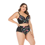 Damen Hochtailliertes Bikini-Set mit floralem Oberteil und unterstützendem Schnitt R&B