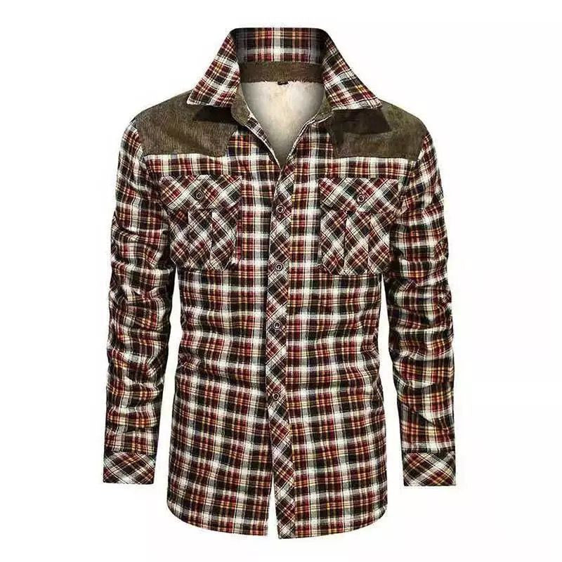 Herren warme Flanellhemdjacke mit gefütterten Taschen