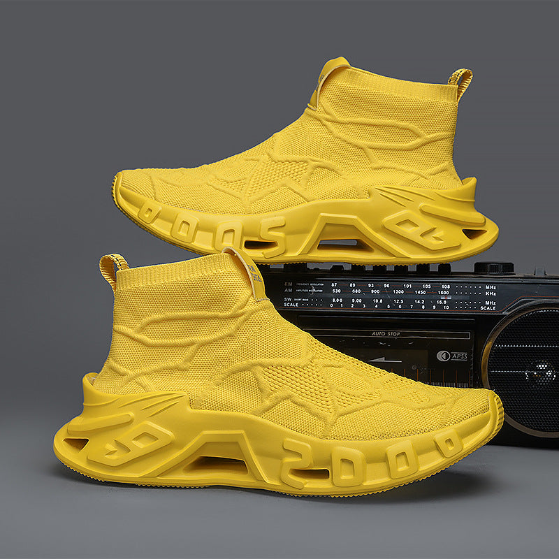 Damen Komfortable Strick-Sneaker mit hohem Schaft und flexiblem Design R&B