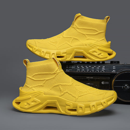Damen Komfortable Strick-Sneaker mit hohem Schaft und flexiblem Design R&B