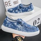 Damen lässige Slip-On Sneakers aus atmungsaktivem Denim mit elastischem Einschlupf