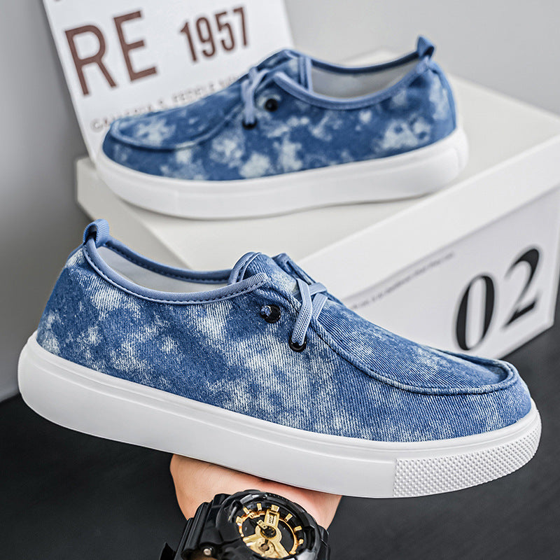 Damen lässige Slip-On Sneakers aus atmungsaktivem Denim mit elastischem Einschlupf