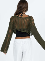 Damen luftige gehäkelte Strickjacke mit weiten Ärmeln R&B
