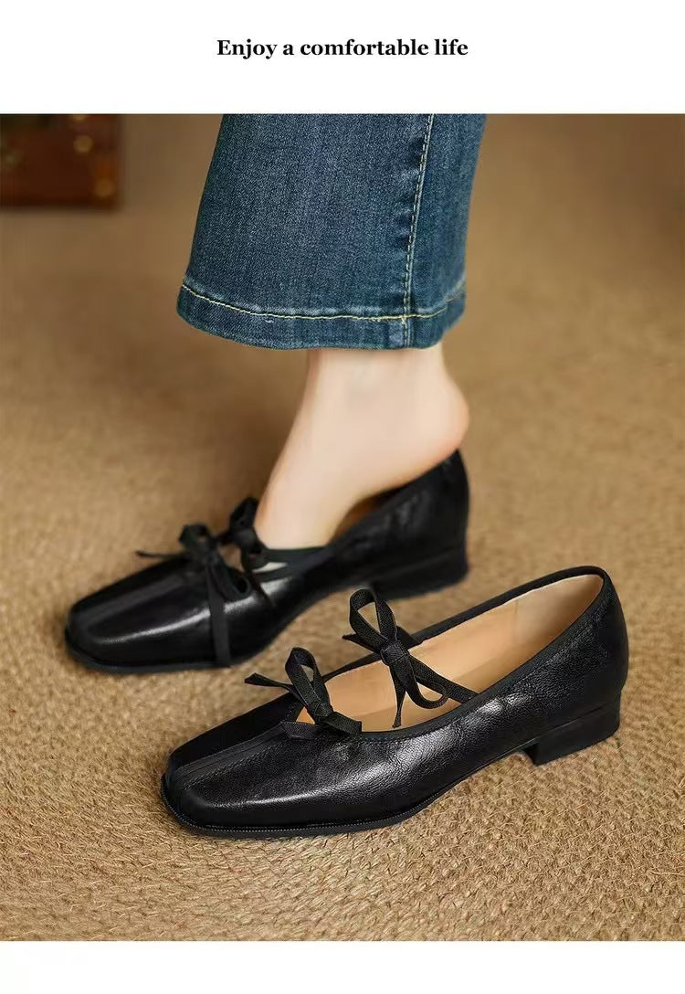 Damen Ballerinas mit femininer Schleifenverzierung und hochwertiger Lederoberfläche R&B
