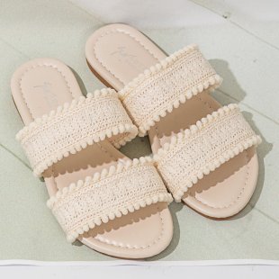 Damen Relaxed Riemensandalen mit floraler Häkel-Optik R&B