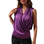 Damen elegantes Oberteil mit Wickeldesign und gerafftem Schnitt R&B
